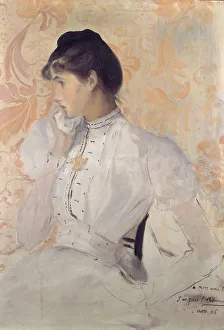 Je Blanche Prints: Portrait thought to be of Henriette Chabot, 1886. Creator: Jacques Emile Blanche