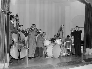 Portrait of Tommy Potter, Max Kaminsky, Benny Morton...National Press Club, Washington, DC, ca. 1939 Creator: William Paul Gottlieb