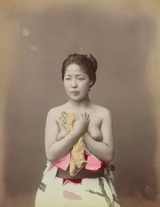 Topless Prints: Portrait of a Topless Young Woman, 1870s-1890s. Creator: Baron Raimund von Stillfried