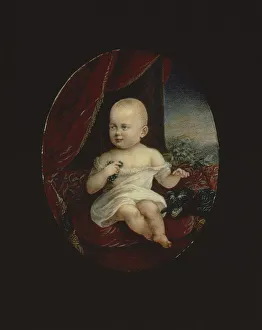 Gouache On Horn Prints: Portrait of Tsarevich Nicholas Aleksandrovich (1868-1918) as a One-Year-old Child