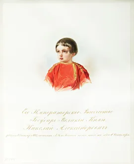 Portrait of Tsarevich Nicholas Alexandrovich of Russia (1843?1865) (From the Album of the Imperial Horse Guards), 1846-1849. Artist: Hau (Gau), Vladimir Ivanovich (1816-1895)