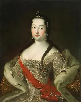 Half Length Prints: Portrait of Tsarevna Anna Petrovna, 1721. Creator: Unknown