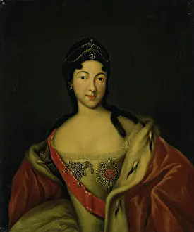 Black Background Prints: Portrait of Tsarevna Anna Petrovna, first half of the 19th century. Creator: Unknown