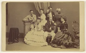 Card Photograph Prints: Portrait of an unidentified group: four women and three men