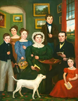 Images Dated 7th April 2021: Portrait of an Unknown Family with a Terrier, c. 1825 / 1835. Creator: Unknown
