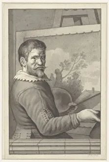 Draftsman Prints: Portrait of an unknown painter at his easel, 1700-1800. Creator: Anon