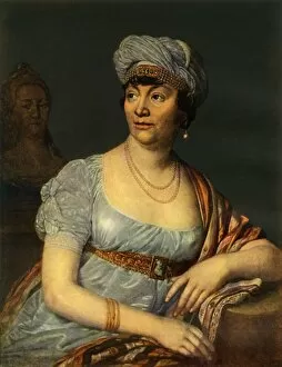 Borovikovsky Collection: Portrait of an unknown Woman with Headdress, 1812, (1965). Creator: Vladimir Borovikovsky