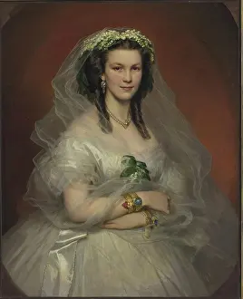 Bride Prints: Portrait of an Unknown Young Lady as a Bride, 1859. Creator: Unknown