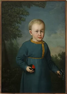 Portrait of Vasily Engelhardt (1814-1868) as child, with Ball