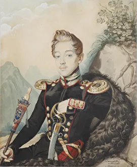 Petersburg Prints: Portrait of Vasily Petrovich Milyukov (1814-1872), 1839. Creator: Hampeln, Carl, von