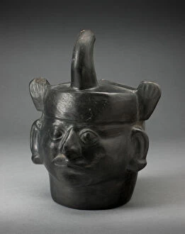 Andean Gallery: Portrait Vessel in the Form of a Ruler Wearing a Feline Headdress, 100 B.C. / A.D. 500