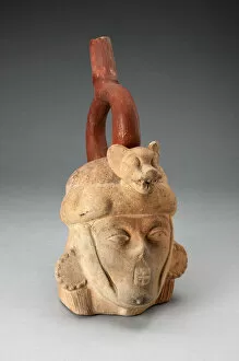Ears Collection: Portrait Vessel of a Ruler with Feline Headdress and Facial Deformities, 100 B. C. / A. D