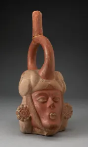 Andean Gallery: Portrait Vessel of a Ruler with a Skeletal Face and Ornate Earings, 100 B.C. / A.D. 500