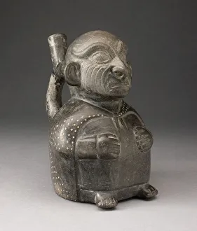 Portrait Vessel of Seated Figure with Wrinkled Face, 100 B.C./A.D. 500. Creator: Unknown Portrait Vessel of Seated Figure with Wrinkled Face, 100 B.C./A.D. 500. Creator: Unknown