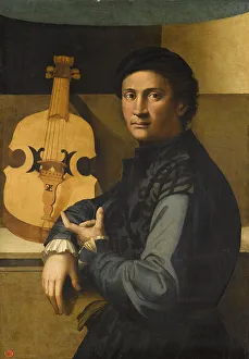 Violist Prints: Portrait of a viola player. Artist: Zacchia, Paolo, the Elder (1490-1561)