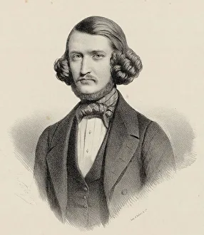 Marie Alexandre Menut 1812 1883 Prints: Portrait of the violinist Alexandre Joseph Artôt (1815-1845)