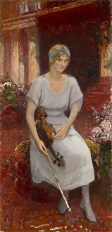Oil On Cardboard Gallery: Portrait of the Violinist Cecilia Hansen (1897-1989), 1922. Artist: Repin