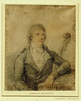 Black Chalk And Sanguine On Paper Prints: Portrait of the violinist Domenico Dragonetti (1763-1846)