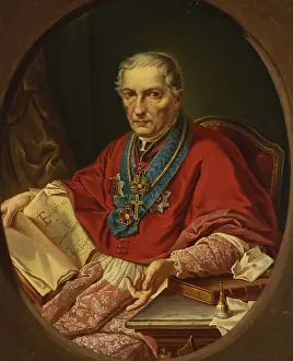 Stefan Prints: Portrait of Warsaw Archbishop Antoni Melchior Fijalkowski, 1854. Creator: Stefan Kokular