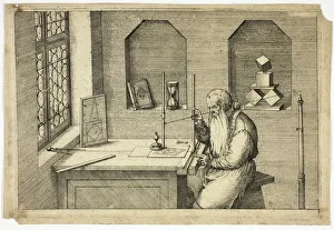 Metalworker Prints: Portrait of Wenzel Jamnitzer in his Study, 1572 / 75. Creator: Jost Ammon