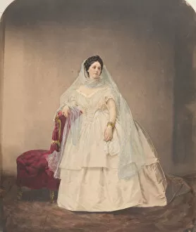 Castiglione Virginia Oldoini Verasis Di Collection: [Portrait in a White Dress], 1856-57, printed 1861-66. Creator: Pierre-Louis Pierson