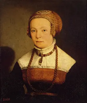 Beads Prints: Portrait of a Woman, 1548. Creators: Christoph Amberger, Jan van Scorel