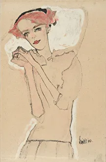 Schiele Prints: Portrait of a Woman, 1910. Creator: Egon Schiele