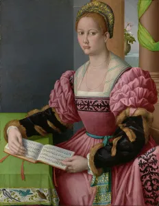 Songbird Prints: Portrait of a Woman with a Book of Music, about 1540-1545. Creator: Bacchiacca