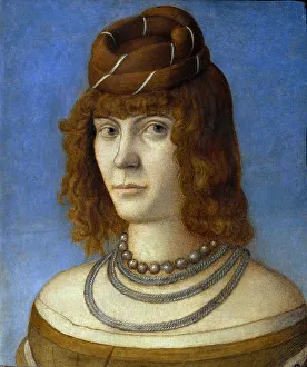 Vittore 1460 1526 Prints: Portrait of a woman, c. 1500. Creator: Carpaccio, Vittore (1460-1526)