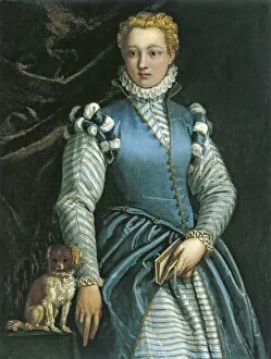 Portrait of a Woman with a dog. Artist: Veronese, Paolo (1528-1588)