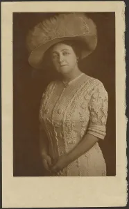 Pictorialism Prints: Portrait of a Woman with Elaborate Tulle Hat, 1907-1943. Creator: Louis Fleckenstein