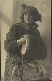 Muff Prints: Portrait of a Woman in Furs with Muff, 1907-1943. Creator: Louis Fleckenstein