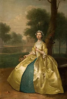 Arthur Devis Prints: Portrait Of A Woman In Gold, 1785. Creator: Arthur Devis