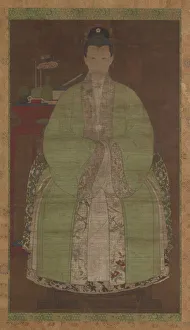 Portrait of a woman in green, Possibly Ming dynasty, (17th century?). Creator: Unknown