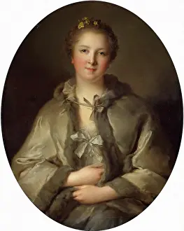 Nattier Prints: Portrait of a Woman in Grey, 1740. Creator: Jean-Marc Nattier