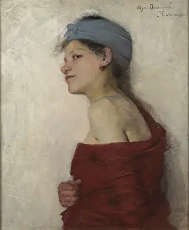 Krakow Poland Prints: Portrait of a Woman-Gypsy Woman, 1888. Creator: Olga Boznanska