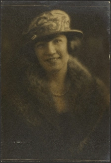 Portrait of a Woman in Hat with Decorate Motif, 1907-1924. Creator: Louis Fleckenstein