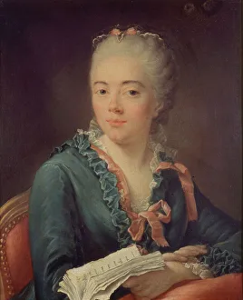 Teal Prints: Portrait of a woman holding a book. Creator: Carle van Loo