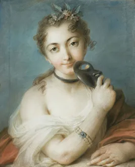Carnival Prints: Portrait of a Woman with Mask, 1720s. Creator: Carriera, Rosalba Giovanna (1657-1757)