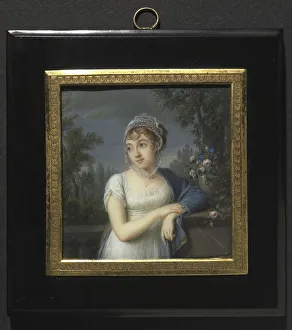 Jean Baptiste Jacques Augustin Prints: Portrait of a Woman Near a Balustrade