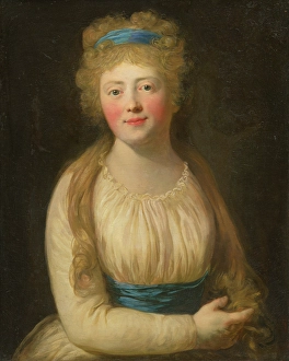 Portrait of a Woman in Pale Clothes with a Blue Ribbon in her Hair, 1780-1800. Creator: Unknown