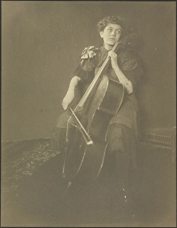 Cello Prints: Portrait of a Woman Playing the Cello, 1895-1943. Creator: Louis Fleckenstein