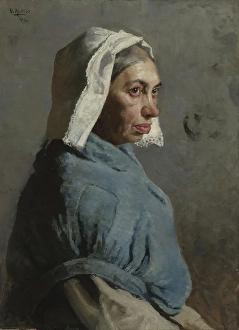 Nasjonalmuseet Prints: Portrait of a Woman; Portrait Study of an old Woman, 1883. Creator: Wilhelm Holter