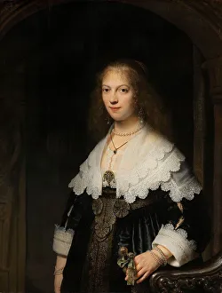 Pearl Earrings Prints: Portrait of a Woman, Possibly Maria Trip, 1639. Creator: Rembrandt Harmensz van Rijn