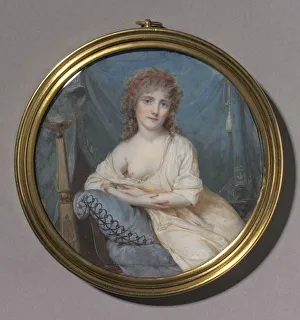 Jean Antoine Laurent Prints: Portrait of a Woman Reclining on a Sofa, c. 1804. Creator: Jean-Antoine Laurent (French