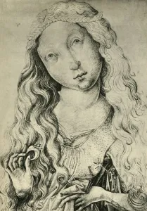 Meister Es Prints: Portrait of a woman with a ring, (St Catherine?), 1450-1470, (1943). Creator: Master ES
