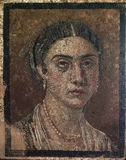 Portrait of a woman from a Roman floor mosaic, 1st century