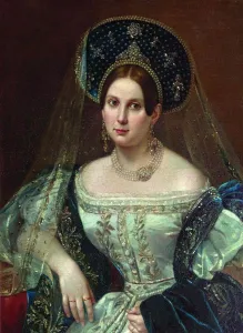 Orlov Prints: Portrait of a woman in the Russian court dress
