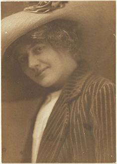Portrait of a Woman in Striped Blazer, 1907-1943. Creator: Louis Fleckenstein