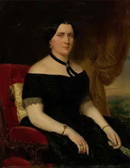 Uncertain Prints: Portrait of a Woman in a Velvet Armchair, 1854. Creator: Miklos Barabas